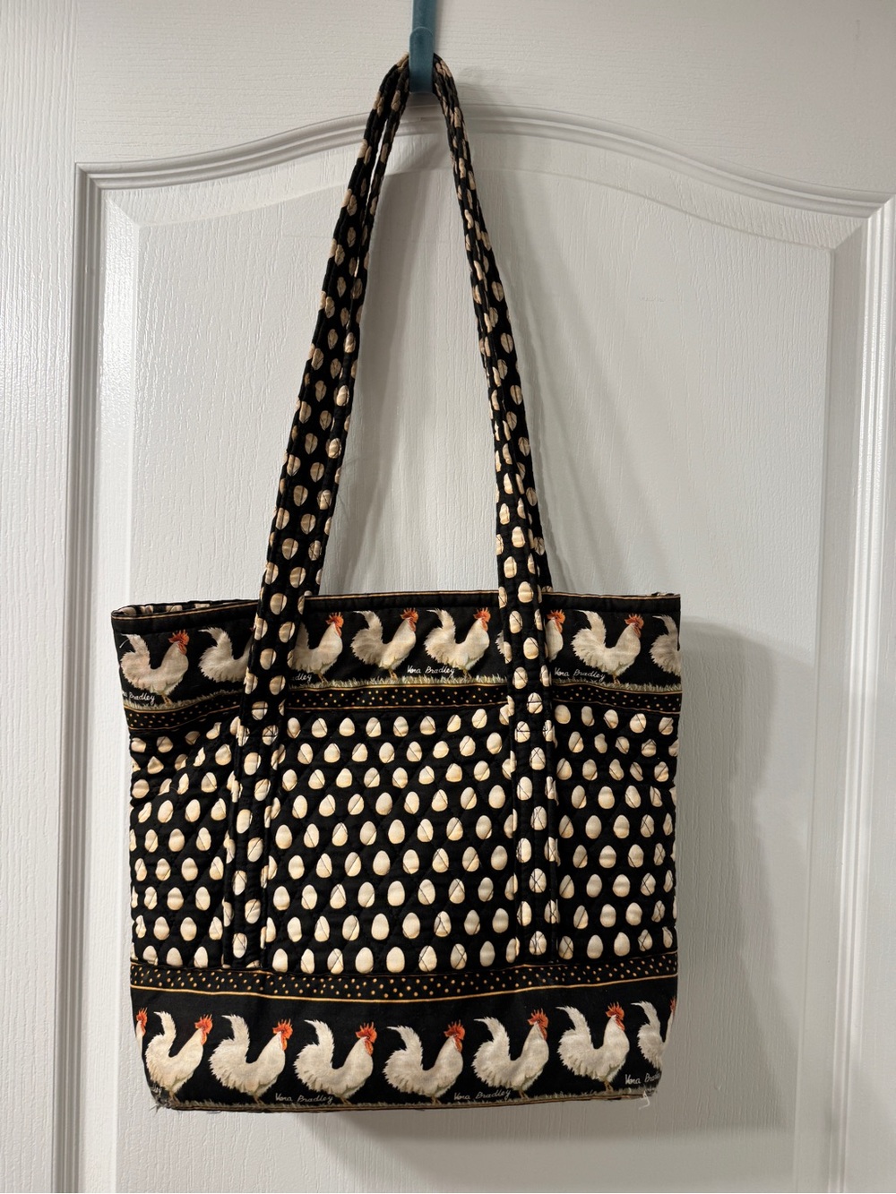 Vera Bradley Vintage Chicken & Egg Print Quilted Tote
